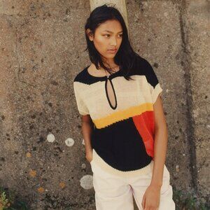 BNWT Zara WOMEN MULTICOLORED COLORBLOCK KNIT SWEATER SLEEVELESS OVERSIZED SIZE S